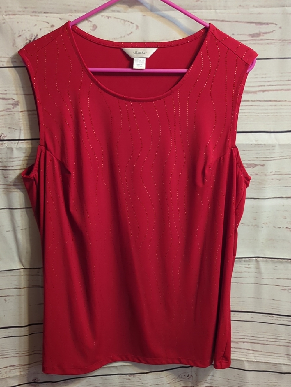 Red Sleeveless Embellished Women's Top